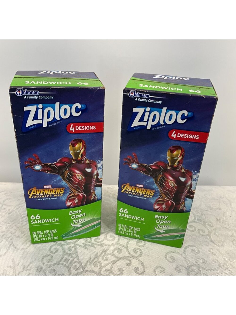 Ziploc Avengers Infinity War Sandwich Bags 66 Count - 2 Boxes Included